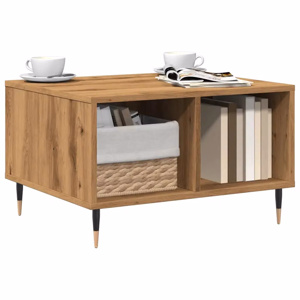 Berkfield Home Artisan Oak Coffee Table in Brown, W/D/H: 60 x 50 x 36.5 cm – 2