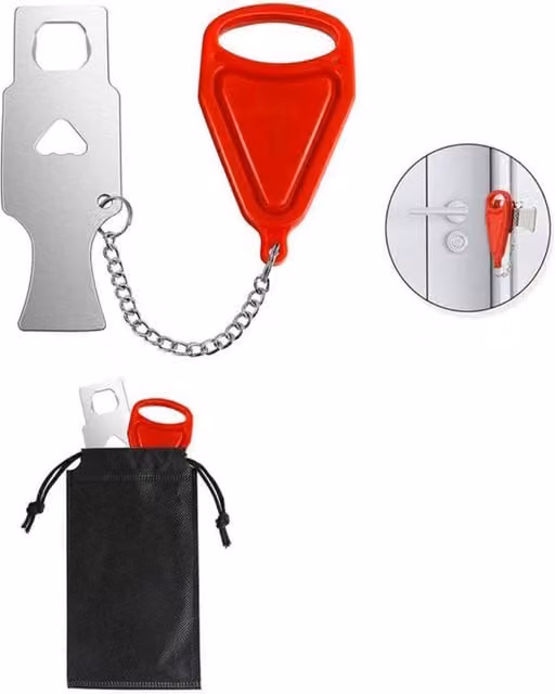 KDMD Portable Travel Door Lock with Double Buckle Security in Red – 1