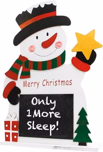 Netagon Festive Wooden Snowman Christmas Chalkboard Advent Countdown Calendar in White, Red and Green – 1