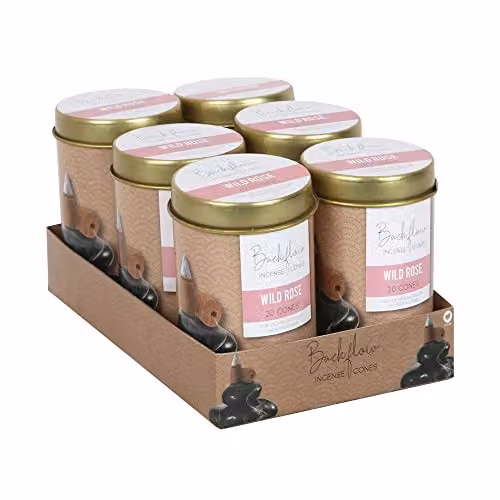 Something Different Wild Rose and Natural Jumbo Backflow Incense Cones, 6 Tins of 20 Cones – 2