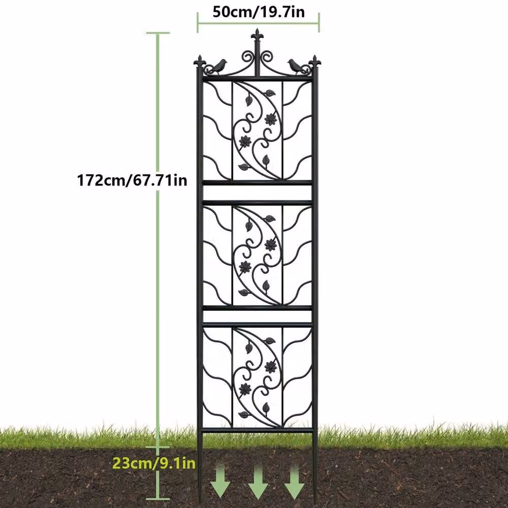 KORVIXA 2 Pack Black Metal Tall Plant Trellis Support Panels, W/H: 100 x 100 cm – 2