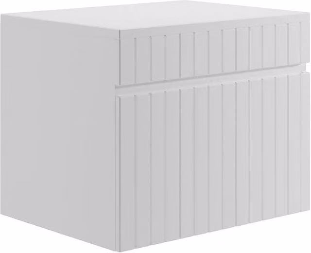 Vente-unique Satara White Ribbed Wall-Mounted Vanity Unit with Shelf, W: 60 cm