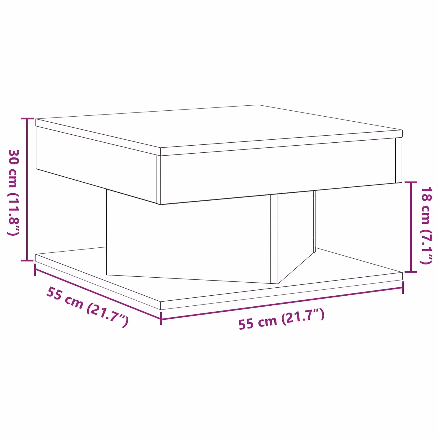 Berkfield Home Black Oak Coffee Table, W/D/H: 57 x 57 x 30 cm – 4