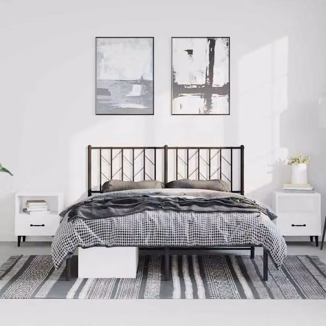Berkfield Home Metal Bed Frame with Headboard in Black, W/D/H: 193 x 203 x 90 cm – 1