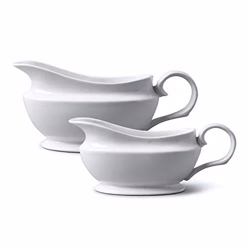 WM Bartleet & Sons Set of 2 White Porcelain Drip-Free Gravy and Sauce Jugs – 1