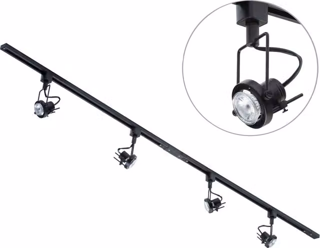 Litecraft Black Track Light Kit with 4 Adjustable LED Bulbs and Glass Heads