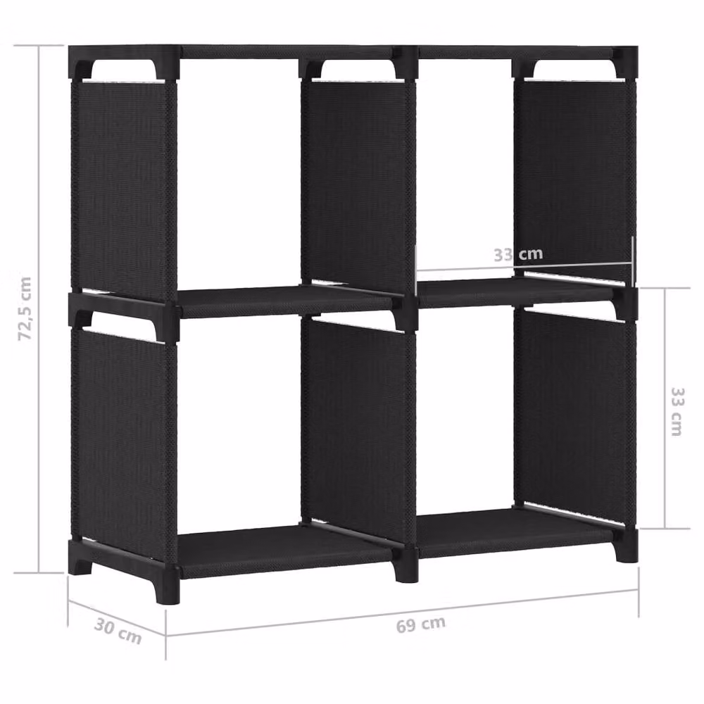 Berkfield Home Modern 4-Cube Display Shelf in Black, W/D/H: 69 x 30 x 72.5 cm – 6