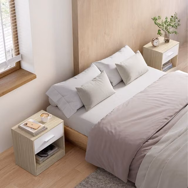 VASAGLE Bedside Table with Drawer and Handle in Brown