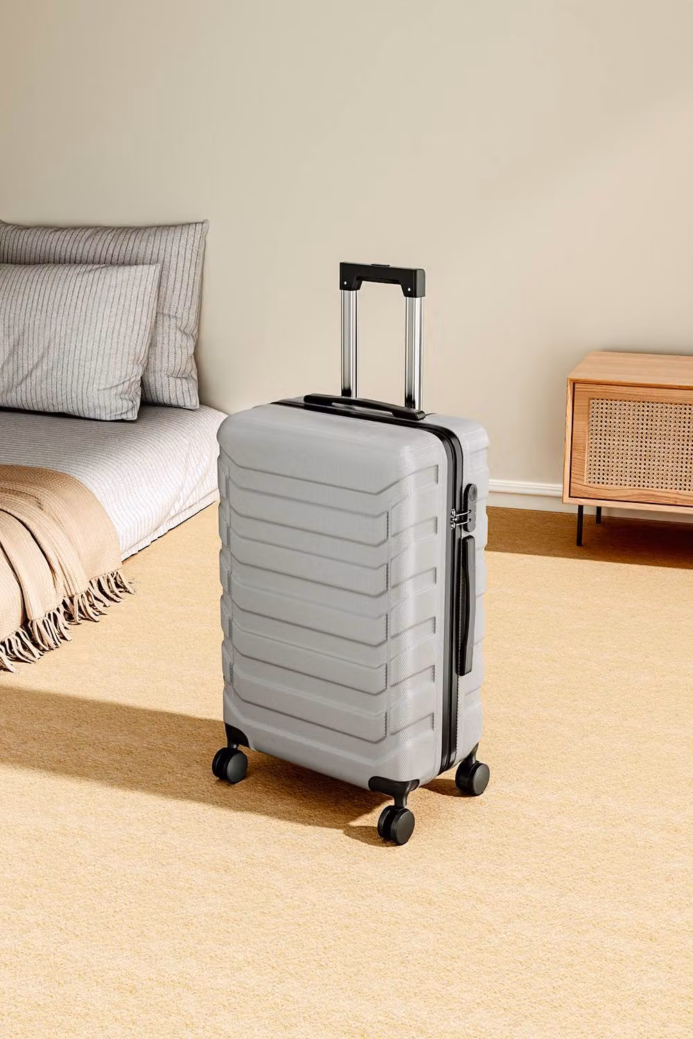 Living and Home 20 inch Hardshell Rolling Travel Suitcase, Grey – 2
