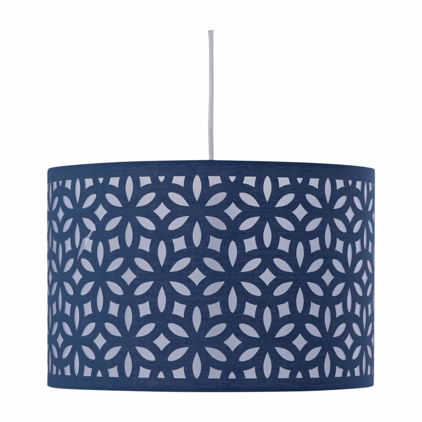 First Choice Lighting Set of 2 Blue Fabric Round Modern Pendant Lightshades, Diameter: 30 cm – 3