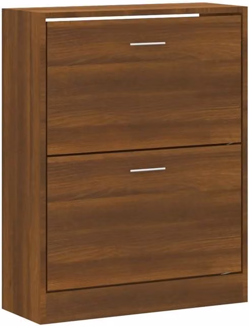 Berkfield Home Brown Oak Shoe Cabinet with Tilting Compartments, W: 63 cm, D: 24 cm, H: 81 cm
