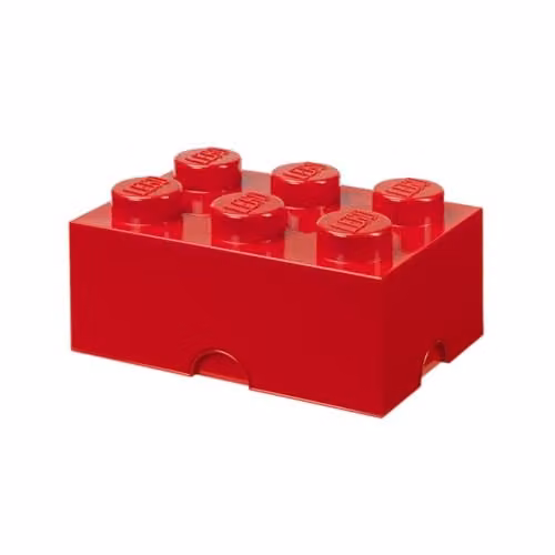 LEGO Storage Brick 6 Knobs Red Stackable Plastic Storage Box with Lid, 8.47 l