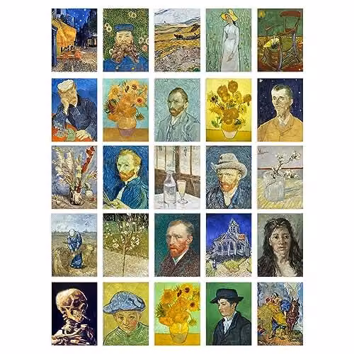 Artery8 Vincent Van Gogh Aesthetic Collage Kit, 50 Multicolour Art Prints, W: 15 cm, H: 10 cm