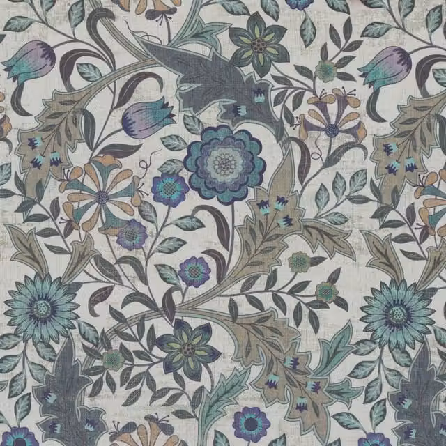 Linda Barker Home Agra Printed Blue and Multicolour Cotton Fabric
