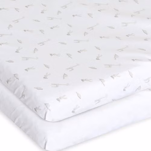 Chicco Next2Me Co-Sleeping Crib Sheets, Pack of 2, 100% Soft Cotton, White and Green