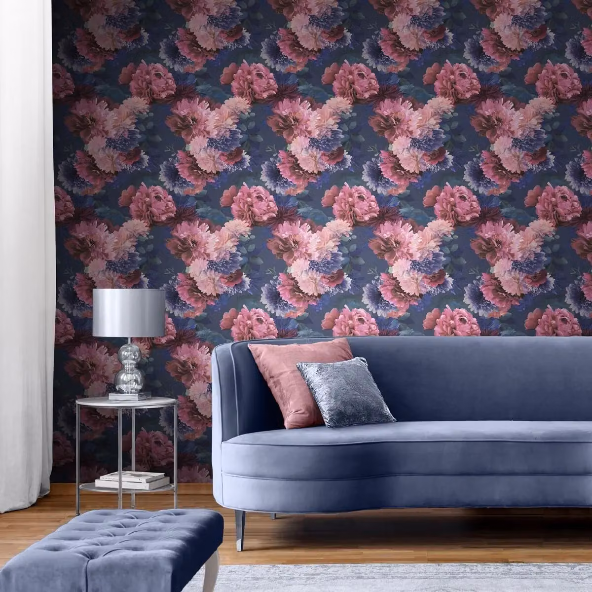 Muriva Lipsy Issey Blue Floral Botanical Paper Wallpaper – 2
