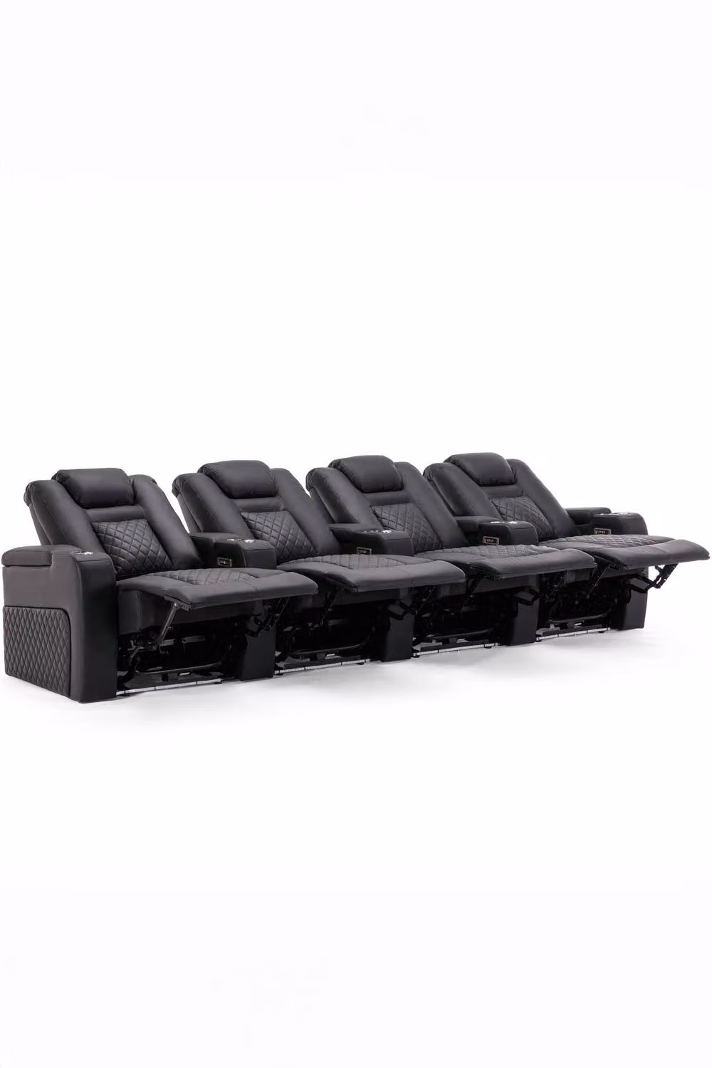 More4Homes Broadway 4 Seater Cinema Electric Recliner Chair in Black with USB Charging, LED Lighting and Cup Holders – 2