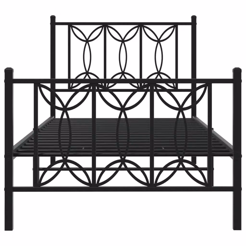 Berkfield Home Metal Bed Frame with Footboard in Black, W/D/H: 90 x 200 cm – 3