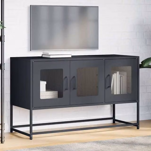 Berkfield Home TV Cabinet in Anthracite Grey, W/D/H: 100.5 x 39 x 60.5 cm