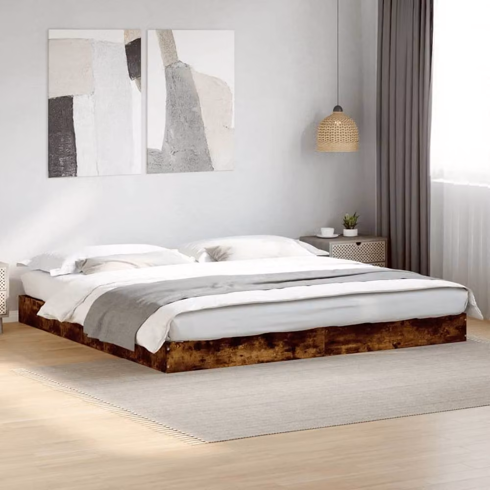 Berkfield Home Modern Super King Bed Frame in Smoked Oak Brown, W/D/H: 180 x 183 x 203 cm – 2