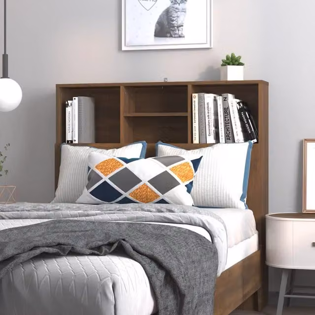 Berkfield Home Modern Headboard Cabinet in Brown Oak, W: 100 cm, D: 19 cm, H: 103.5 cm – 1