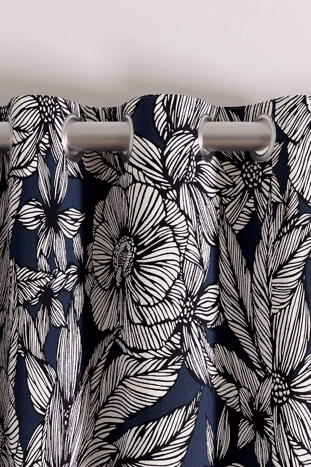 Ted Baker Vietnm Cotton Lined Eyelet Curtains in Blue and Silver, W: 167.64 cm, H: 228.6 cm – 4