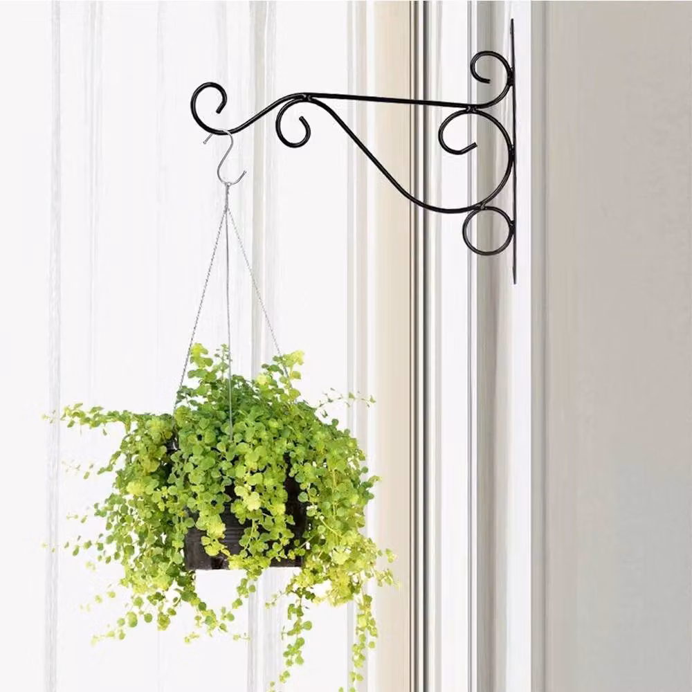 KORVIXA 4-Pack Heavy Duty Metal Garden Hanging Basket Brackets in Black, W/H: 100 x 100 cm – 3