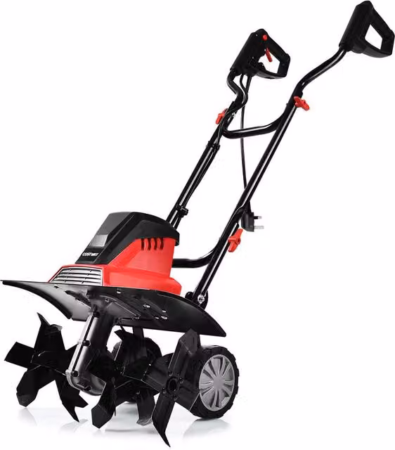 Costway 1500W Electric Tiller Garden Soil Cultivator Rotavator, Red