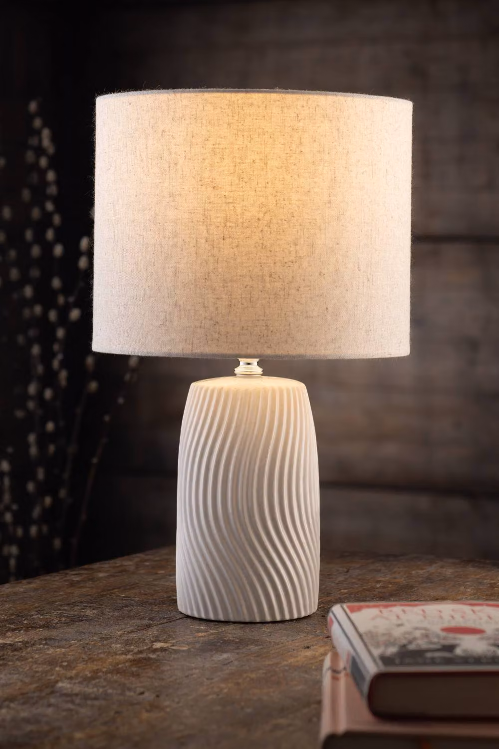 Belleek Living Kai Ceramic Table Lamp in Beige and White, Height: 25.4 cm – 2