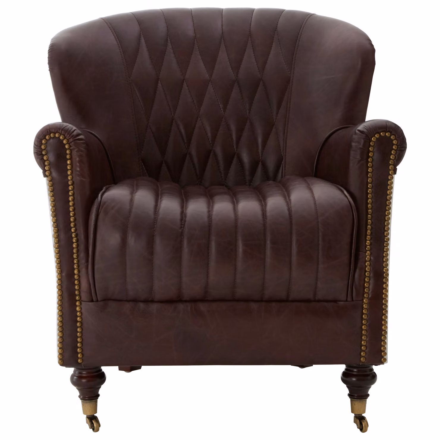 Orsina Modern Brown Leather Tub Armchair with Integrated Armrests – 2