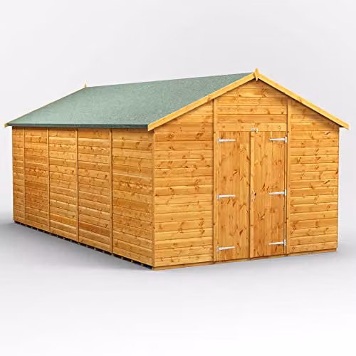 Powersheds Premium Pent Wooden Garden Shed with Double Doors in Brown, Windowless – 1