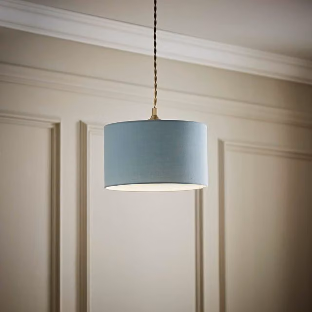 ValueLights Reni Blue Fabric Drum Ceiling Lamp Shade, Diameter: 25 cm – 1