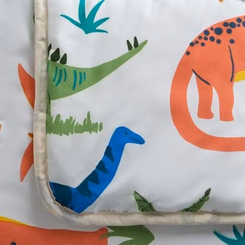 OHS Dino Print Kids Reversible Coverless Duvet and Pillowcase Set, 10.5 Tog, Multicolour, W/D/H: 135 x 200 cm – 3