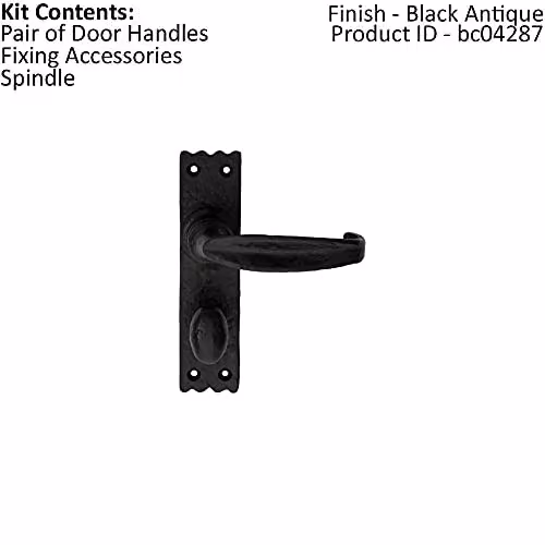 Loops Pair Creased Style Lever on Slim Bathroom Backplate, Black Antique, 156 x 38 mm – 2