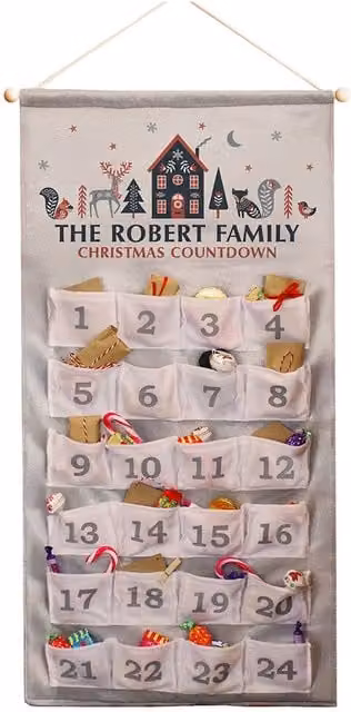 Personalised Memento Company Personalised Christmas Home Advent Calendar in Grey