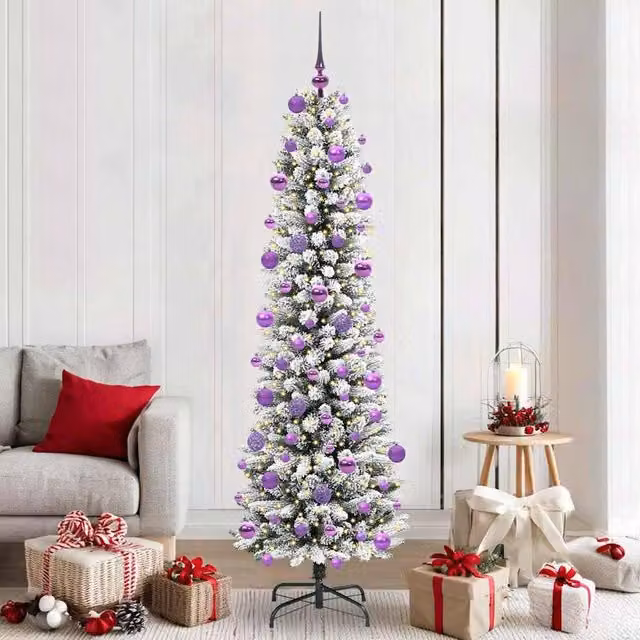 Berkfield Home Artificial Christmas Tree in Green and White, Height: 210 cm – 1