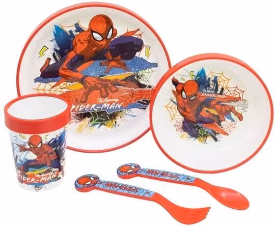 Spider-Man Premium Red Plastic Dinner Set for Children