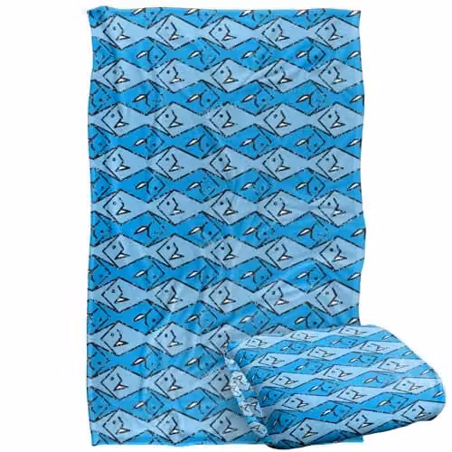 JQ Licensing Blue Zip Fishing Pattern Super Soft Silky Touch Fleece Throw Blanket, W/D/H: 91 x 147 cm – 1