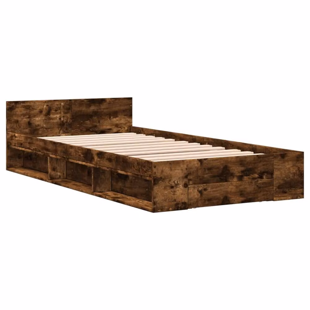 Berkfield Home Modern Bed Frame with Drawers in Smoked Oak Brown, W/D/H: 100 x 200 x 45 cm – 3