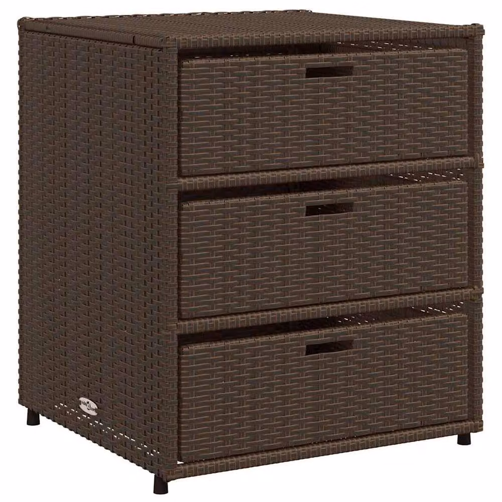 Berkfield Home Garden Storage Cabinet in Brown Poly Rattan and Steel, W/D/H: 55 x 59 x 69 cm – 3