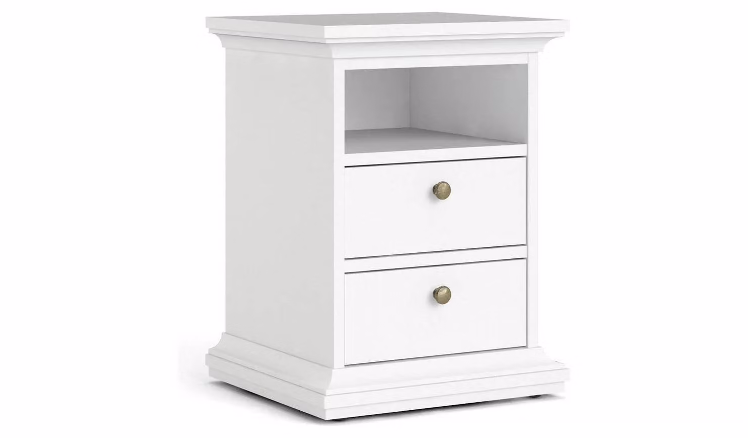 Tvilum Paris 2 Drawer Bedside Table in White, W/D/H: 40.0 x 43.6 x 58.8 cm