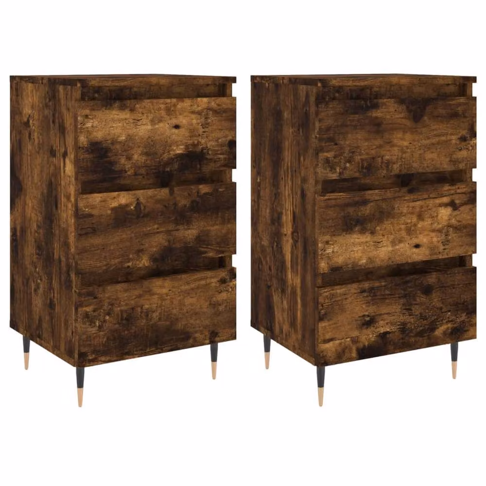 Berkfield Home Elegant Bedside Cabinets, 2 Piece Set in Smoked Oak Brown, W/D/H: 40 x 35 x 69 cm – 2
