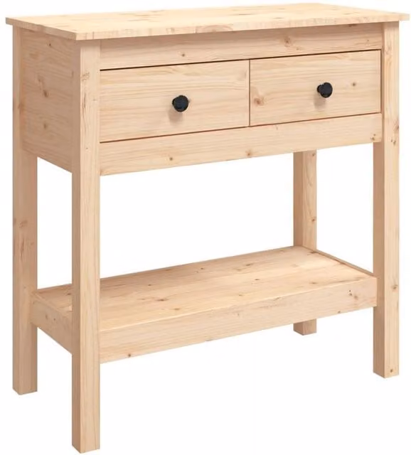 Berkfield Home Rustic Solid Wood Pine Console Table in Beige, W/D/H: 75 x 35 x 75 cm – 1