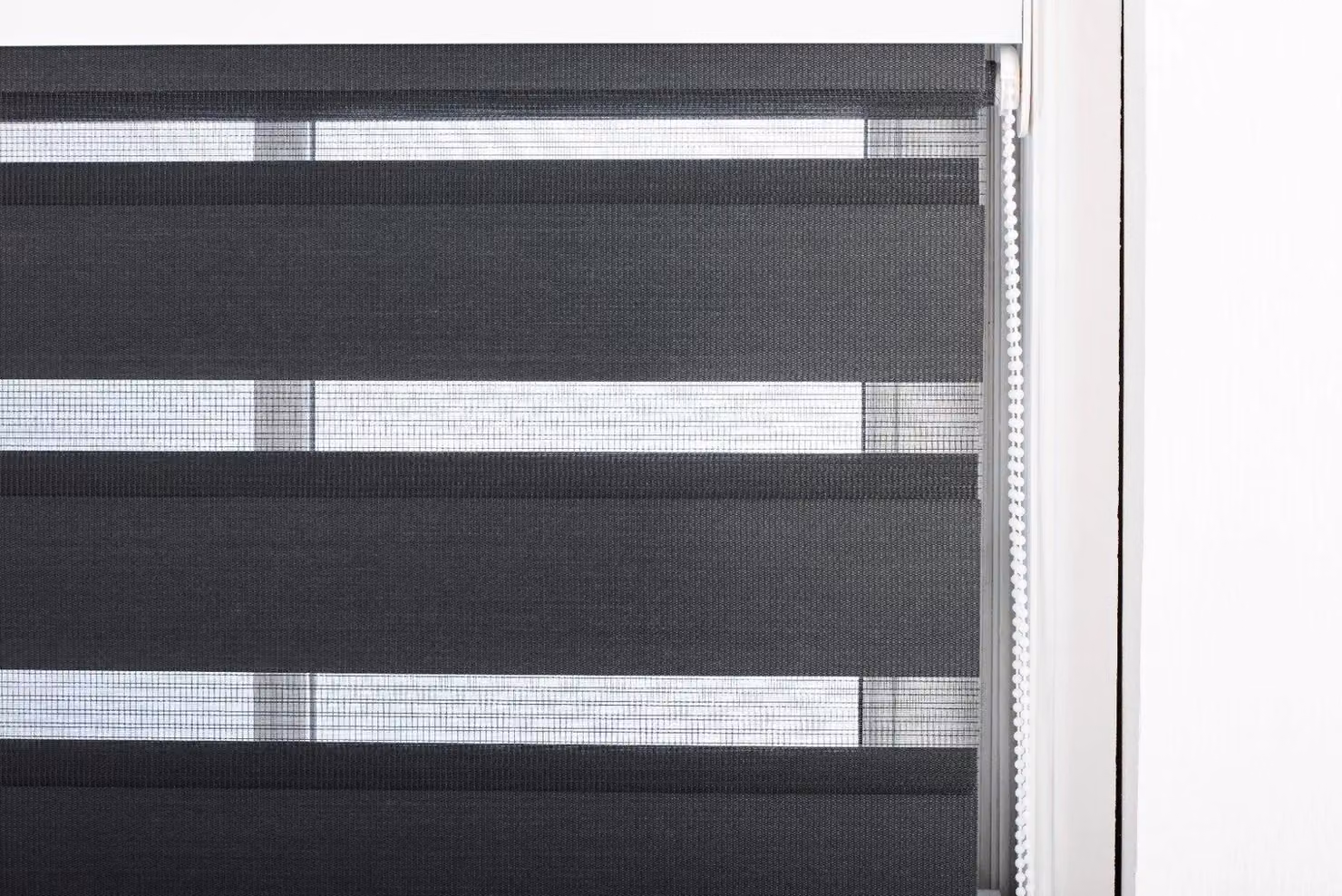 Furnished Black Day and Night Zebra Roller Blinds with Dual Layer Polyester Fabric, W: 60 cm, H: 210 cm – 2