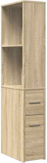 Berkfield Home Narrow Bathroom Cupboard with Wheels in Sonoma Oak Light Oak Engineered Wood