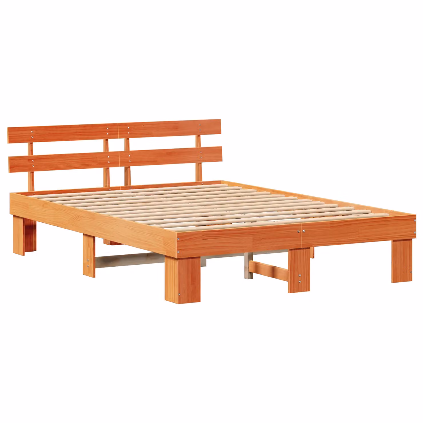 Berkfield Home Solid Wood Pine Bed Frame with Headboard in Wax Brown, W/D/H: 150 x 200 cm – 2