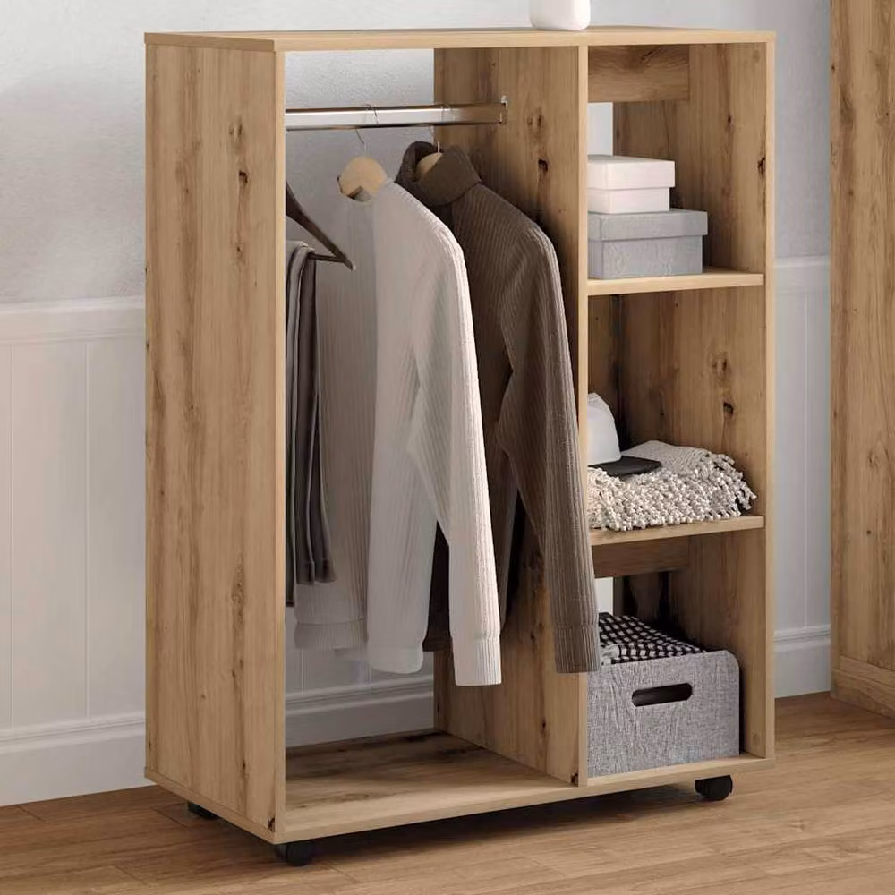 Berkfield Home Artisan Oak Wardrobe in Brown, W/D/H: 80 x 40 x 110 cm – 4