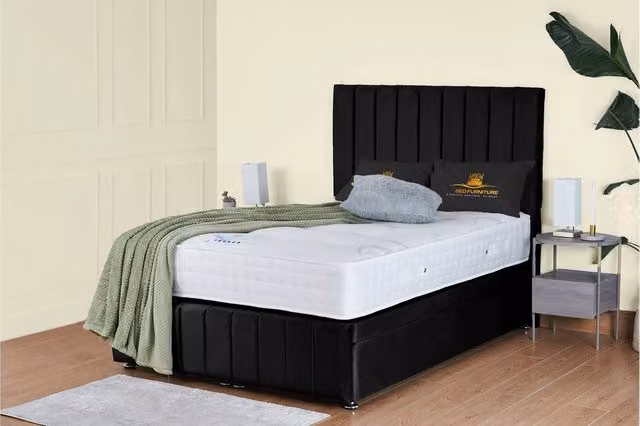 UK Bed Furniture Hamilton Divan Ottoman Storage Bed with End Lift and 54 Inch Headboard in Black, W/D/H: 90 x 190 cm – 1
