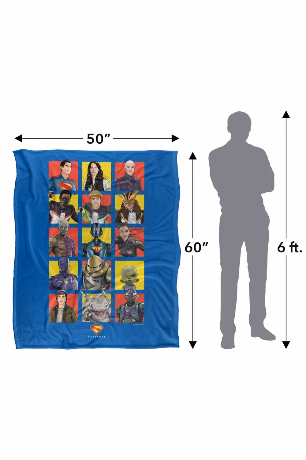 Warner Bros. Superman 2025 Character Squares Super Soft Fleece Throw Blanket, Multicolour, W: 152 cm, D: 127 cm – 6