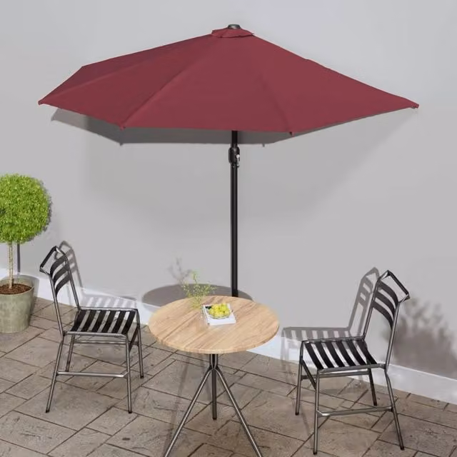 Berkfield Home Balcony Parasol with Aluminium Pole in Bordeaux Red, W/D/H: 270 x 144 x 222 cm